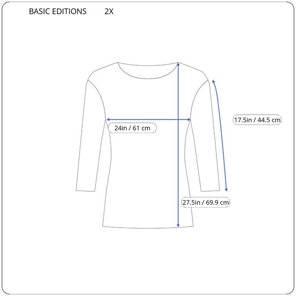 Basic Editions Womens Top 2X Plus Knit Blue Stripe Sequins Embroider STR160E - Picture 4 of 9